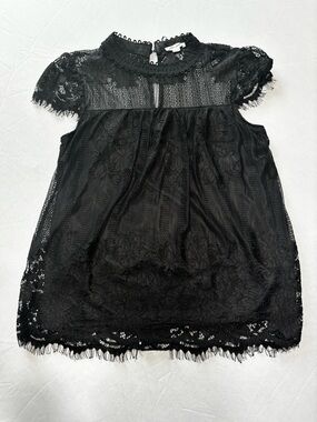 Ultra Pink Black Laced Top M